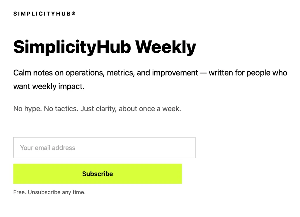 SimplicityHub newsletter signup SimplicityHub newsletter signup